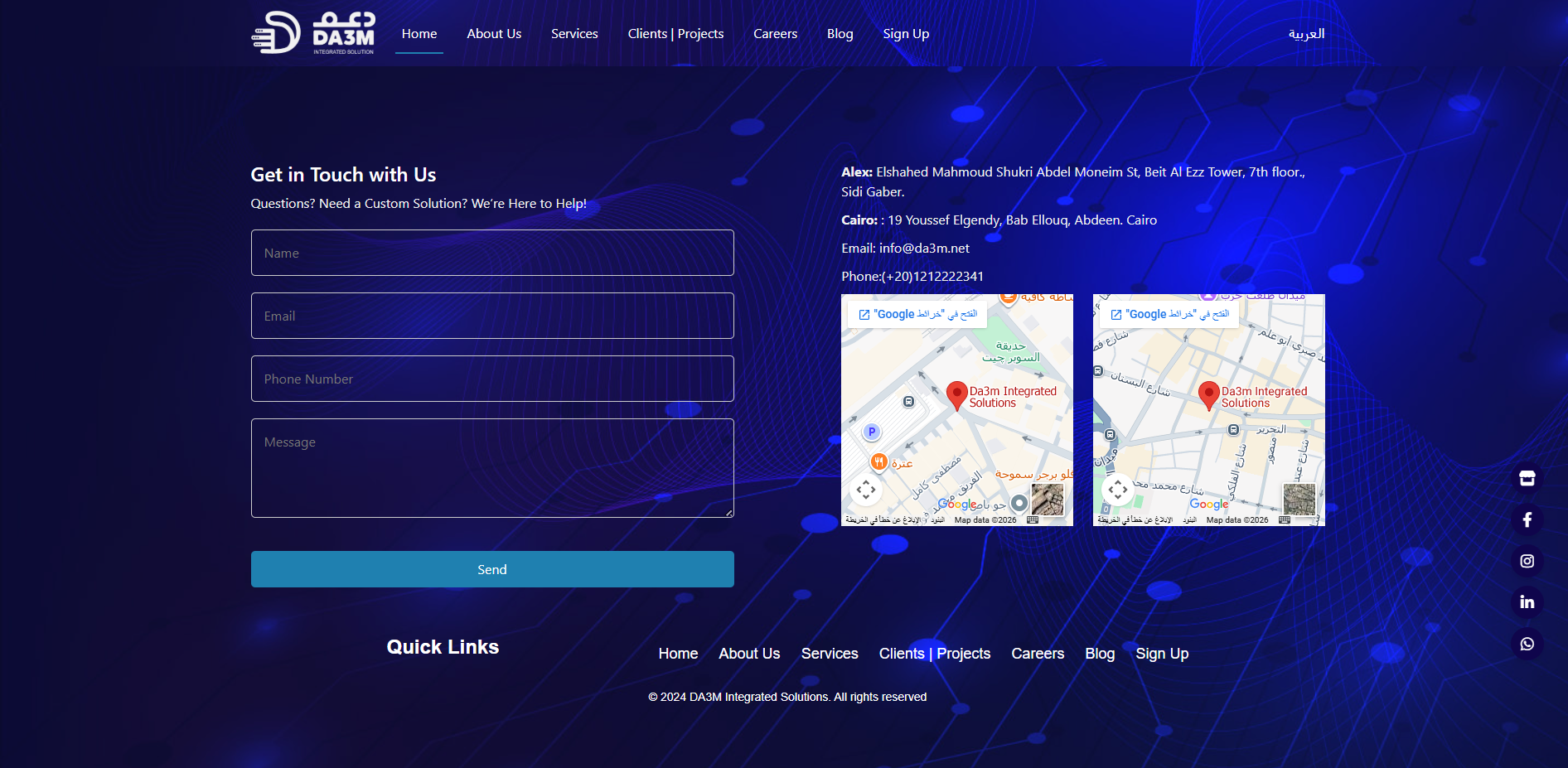 DA3M contact page