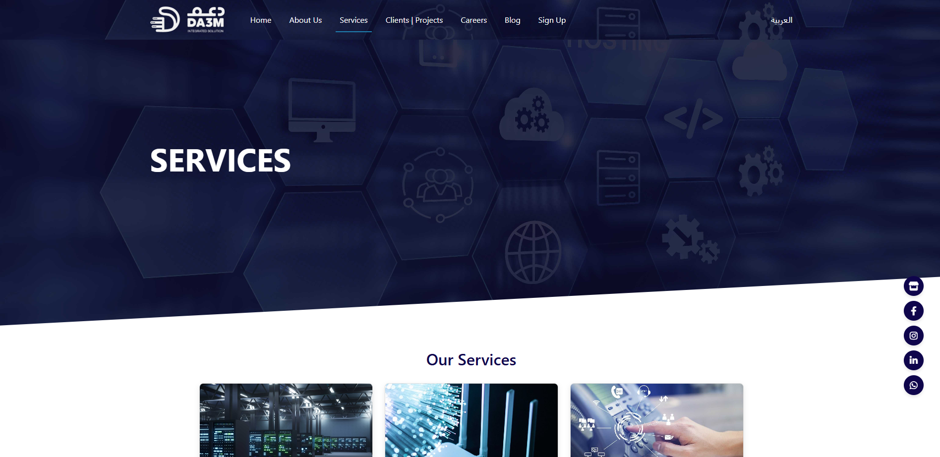 DA3M services landing page